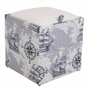 Taburet Box - Print - corp Corabii fond gri/capac imitatie piele diverse culori